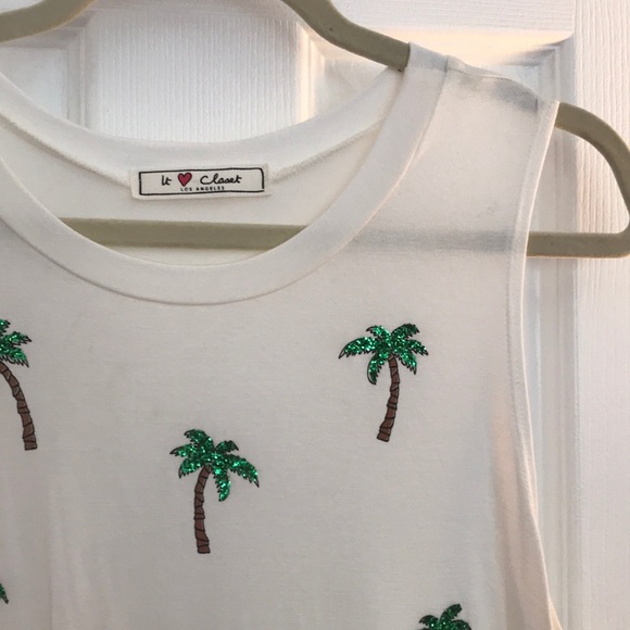 Tops - NWOT Glitter palm tree tank